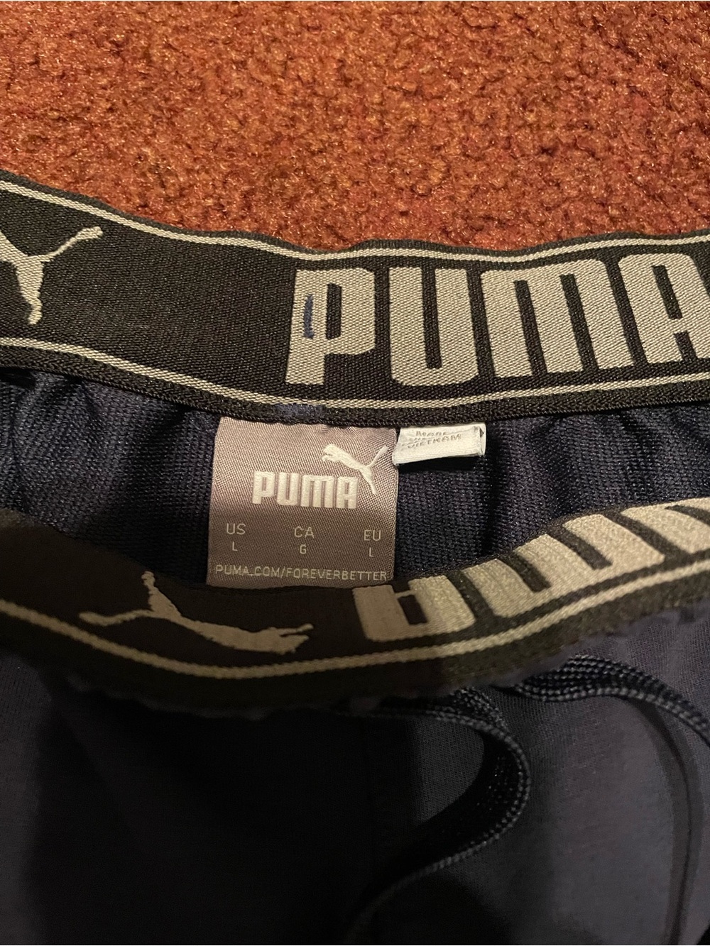 Puma Men's Black Athletic Shorts with White Piping - Picture 2 of 2